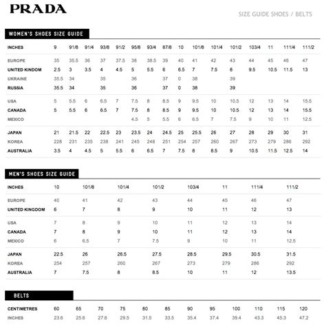 prada clothing size chart